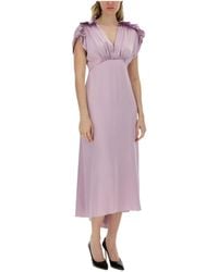 Victoria Beckham - Plunging V-Neck Satin Midi Dress - Lyst