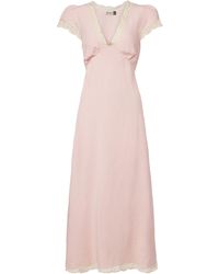 RIXO London - Bridal Clarice Lace-Trimmed Linen-Blend Midi Dress - Lyst