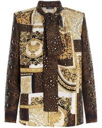 Versace - Printed Pussy-Bow Blouse - Lyst
