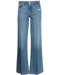 PAIGE - Logo-Patch Straight-Leg Jeans - Lyst