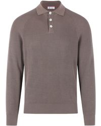 Brunello Cucinelli - Long Sleeved Knitted Polo Jumper - Lyst