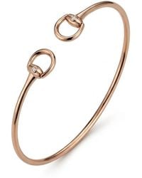 Gucci - Horsebit 18K Diamond Bangle Bracelet - Lyst