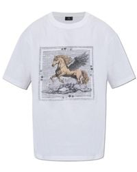 Etro - Cotton Jersey T-Shirt With Placed Pegaso Print - Lyst