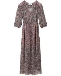 Ba&sh - Printed V-Neck Midi Dress - Lyst