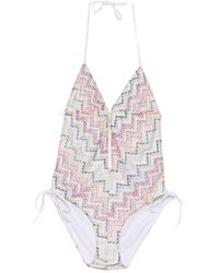 Missoni - Zigzag-Knit V-Neck Swimsuit - Lyst
