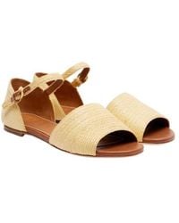 STAUD - Catharine Raffia And Leather Sandals - Lyst