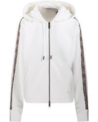 Burberry - Check-Band Zip-Up Hoodie - Lyst