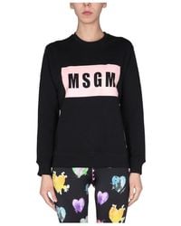 MSGM - Logo-Print Crew Neck Sweatshirt - Lyst
