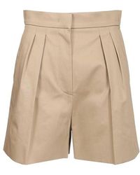 Max Mara - Mxmtabacco Pleated High-Waist Shorts - Lyst
