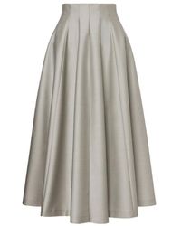 Alberta Ferretti - Pleated Midi Skirt - Lyst