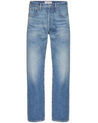 Valentino - Logo Patch Straight Leg Jeans - Lyst