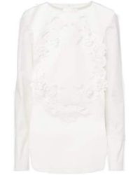 Oscar de la Renta - Embroidered Cotton Blouse - Lyst