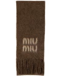 Miu Miu - Logo-Detailed Fringed Scarf - Lyst