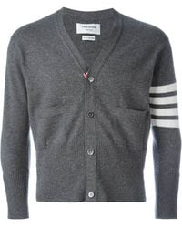 Thom Browne - Bar Button-Up Knit Cardigan - Lyst