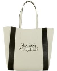McQueen - Logo-Print Two-Tone Tote Bag - Lyst