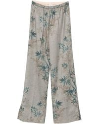 forte_forte - Floral-Print Herringbone Trousers - Lyst