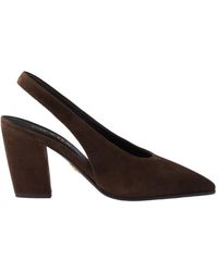 Prada - Suede Leather Slingback Pumps - Lyst
