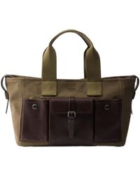 Prada - Route Large Canvas And Leather Tote Bag - Lyst