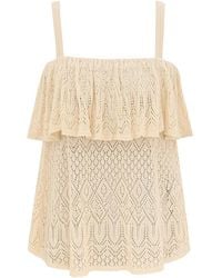 Zimmermann - Mahon Ruffled Pointelle-Knit Top - Lyst