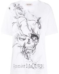 McQueen - T-Shirt With Round Neck And Short Sleeves - Lyst
