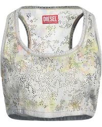 DIESEL - Multi-Color Cropped Denim Vest - Lyst