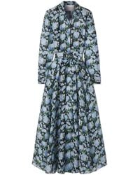 Carolina Herrera - Belted Floral-Print Silk-Organza Midi Shirt Dress - Lyst