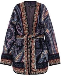 Etro - Belted Pattern Knit Cardigan - Lyst