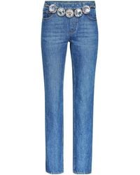 Area - Jumbo Embellished Straight-Leg Jeans - Lyst