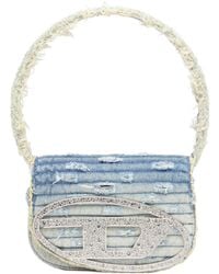 DIESEL - 1-Dr Embellished Distressed Denim Shoulder Bag - Lyst