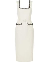 Rebecca Vallance - Belted Tweed Midi Dress - Lyst