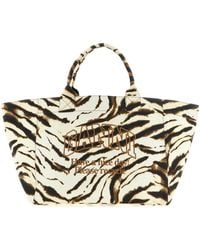 Ganni - Zebra Printed Xxl Tote Bag - Lyst