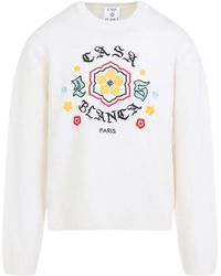 CASABLANCA - Floral Embroidered Crew Neck Sweater - Lyst