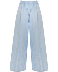 Semicouture - Embroidered Wide-Leg Pants - Lyst
