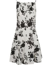 Self-Portrait - Open-Back Bow-Detailed Floral-Print Linen And Cotton-Blend Mini Dress - Lyst
