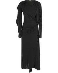 Victoria Beckham - Draped Long-Sleeve Midi Dress - Lyst