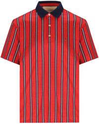 Valentino - Vlogo Plaque Striped Polo Shirt - Lyst