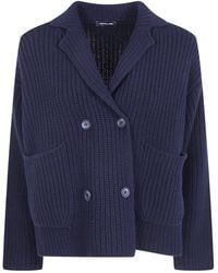 Anneclaire - Double-Breasted Ribbed-Knit Cardigan - Lyst
