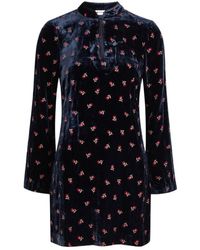 RIXO London - Calla Floral-Embroidered Velvet Mini Dress - Lyst