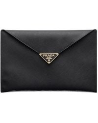 Prada - Saffiano Leather Envelope Clutch - Lyst