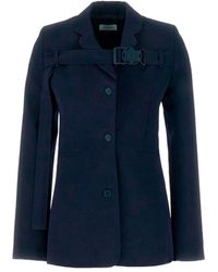 Off-White c/o Virgil Abloh - Belted Buttoned Long-Sleeved Jacket - Lyst