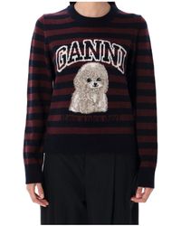 Ganni - Long-Sleeved Knitted Sweater - Lyst