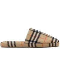 Burberry - Check Wool Blend Slippers - Lyst