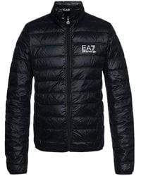 EA7 - Logo Printed Zipped Puffer Jacket - Lyst