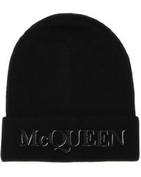McQueen - Logo Embroidered Turn-Up Brim Beanie - Lyst