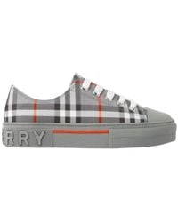Burberry - Check-Pattern Canvas Sneakers - Lyst