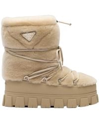 Prada - Logo Plaque Chunky Ankle Boots - Lyst