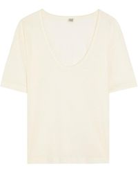 TOTEME - Scoop-Neck Cotton And Silkblend T-Shirt - Lyst
