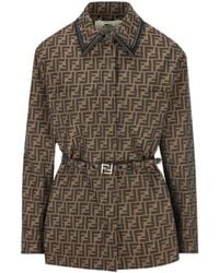 Fendi - Ff Jacquard Belted Waist Jacket - Lyst