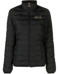 EA7 - Logo-Printed Zipped Padded Jacket - Lyst