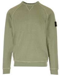 Stone Island - Logo Patch Crewneck Sweatshirt - Lyst